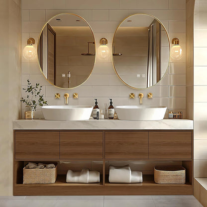72” - 96” Symmetric Bathroom Vanities with Open Storage Cabinet