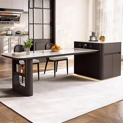 63” - 79” Light Luxury Kitchen Island Includes Open Storage Rack (No Chair)