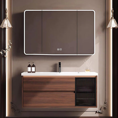 40” – 48” Medieval Bathroom Vanity Includes Striped Embossed Glass Door Cabinet