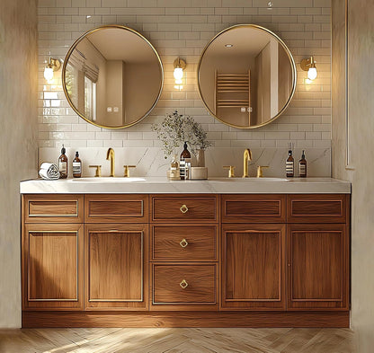 76” - 96” Exquisite Natural Bathroom Vanity Includes Solid Wood Cabinet