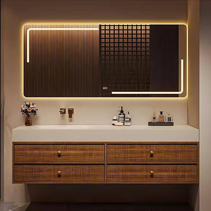 44” – 72” Exquisite Bathroom Vanity with LED Smart Defog Mirror and Integrated Basin