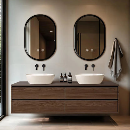 60” - 78” Simple Modern Bathroom Vanity with Above Counter Design & Double Sinks