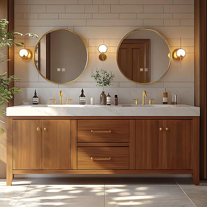 72” - 96” Simple Exquisite Bathroom Vanity Includes Wood Grain Cabinet