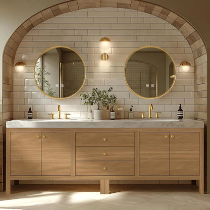 68” - 96” Exquisite Log Bathroom Vanity with LED Smart Defog Mirror