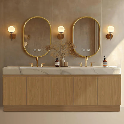 68” - 96” Spacious Modern Bathroom Vanity Includes Rock Slab Integrated Sink