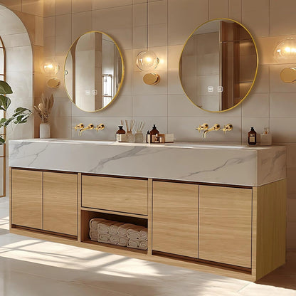 68” - 96” Modern Minimalist Bathroom Vanity Includes Log Style Surface