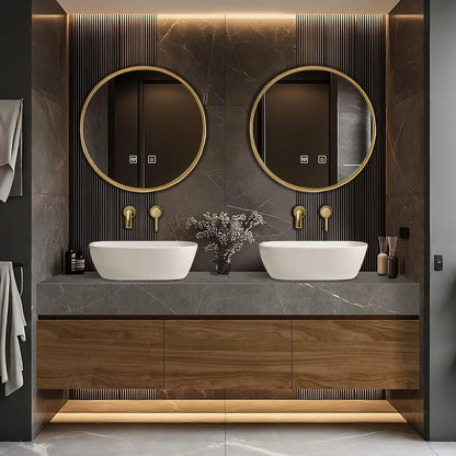 60” - 80” Wood Grain Bathroom Vanity with Double Sink Design