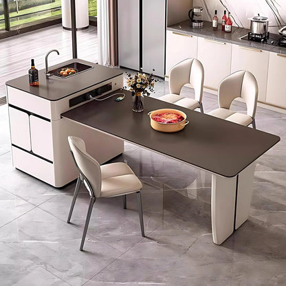 79” – 95” Practical Kitchen Island Includes Black and White Simple Design