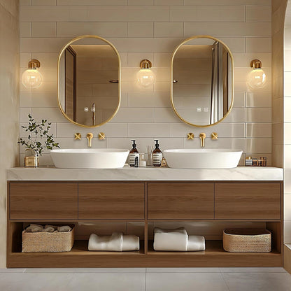 72” - 96” Symmetric Bathroom Vanities with Open Storage Cabinet