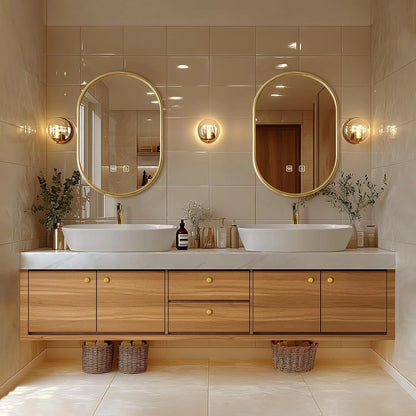 68” - 88” Retro Log Bathroom Vanities Include Above Counter Sink & Irregular Mirror