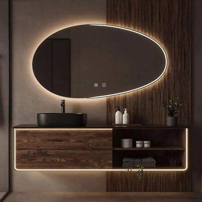 48” - 68” Dark Brown Bathroom Vanity with Wood Grain Pattern