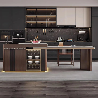 87” - 95” Chinese Classic Kitchen Island Includes Chinese Classical Design & Rail Socket (No Chair)