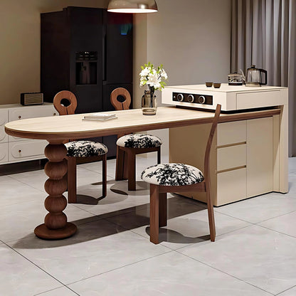 66” - 82” Modern Log Kitchen Island with Extendable Table Includes Unique Table Leg (No Chair)