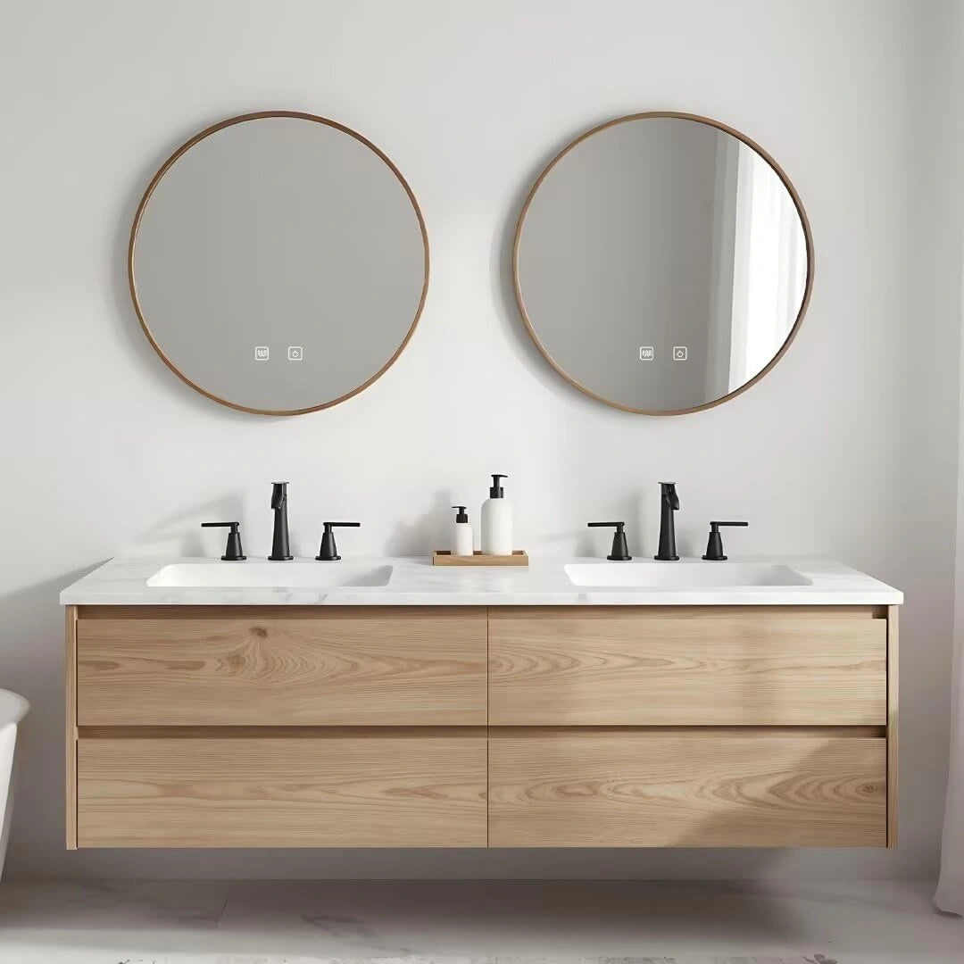 60” - 84” Nordic Rustic Bathroom Vanity Includes Ceramic Seamless Sink