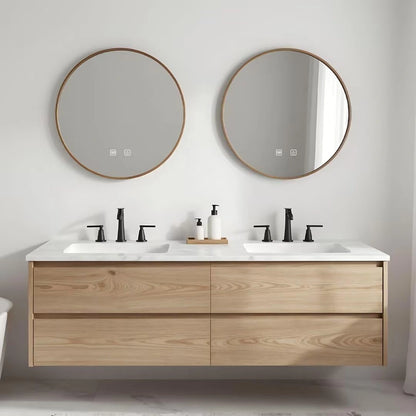 60” - 84” Nordic Rustic Bathroom Vanity Includes Ceramic Seamless Sink