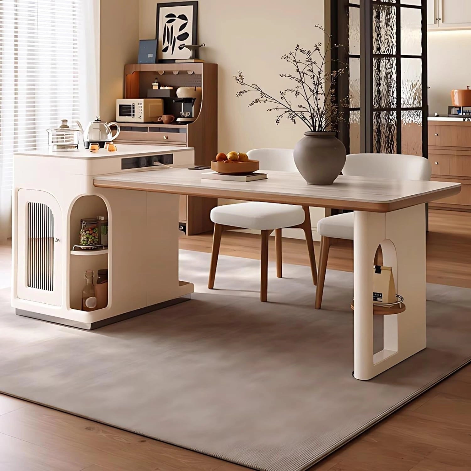 65” - 81” Spacious Versatile Kitchen Island Includes Storage Base & Open Shelf (No Chair)