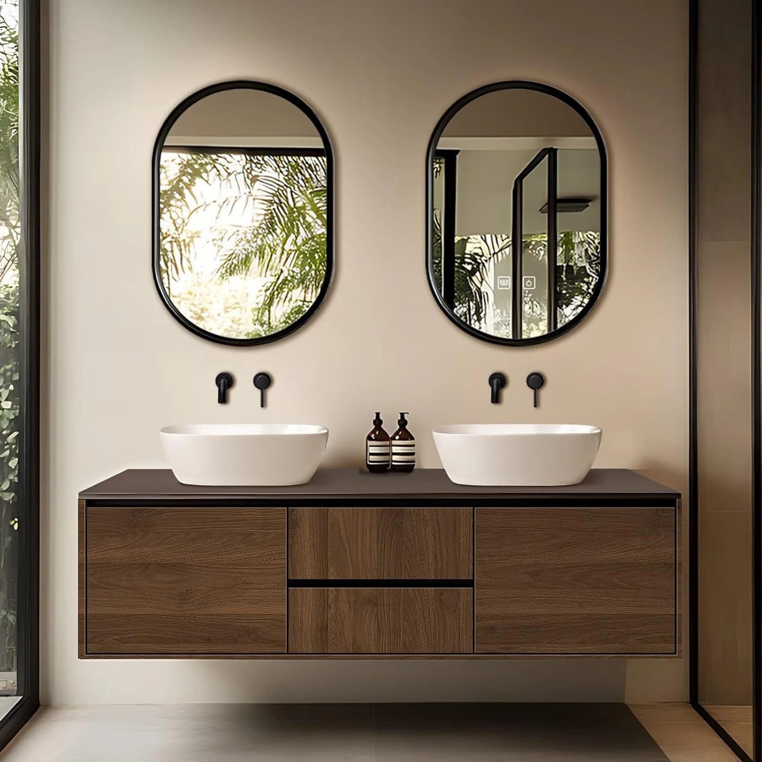 60” - 78” Simple Bathroom Vanity with Double Sinks Includes Modern Wood Design