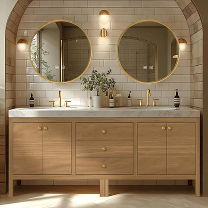 68” - 96” Exquisite Log Bathroom Vanity with LED Smart Defog Mirror