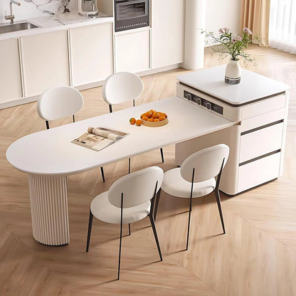 61” - 77” Practical Minimalist Kitchen Island Includes Cylindrical Striped Table Foot (No Chair)