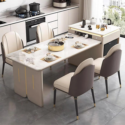81” - 96” Light Luxury Kitchen Island Includes Invisible Light Strip Design (No Chair)