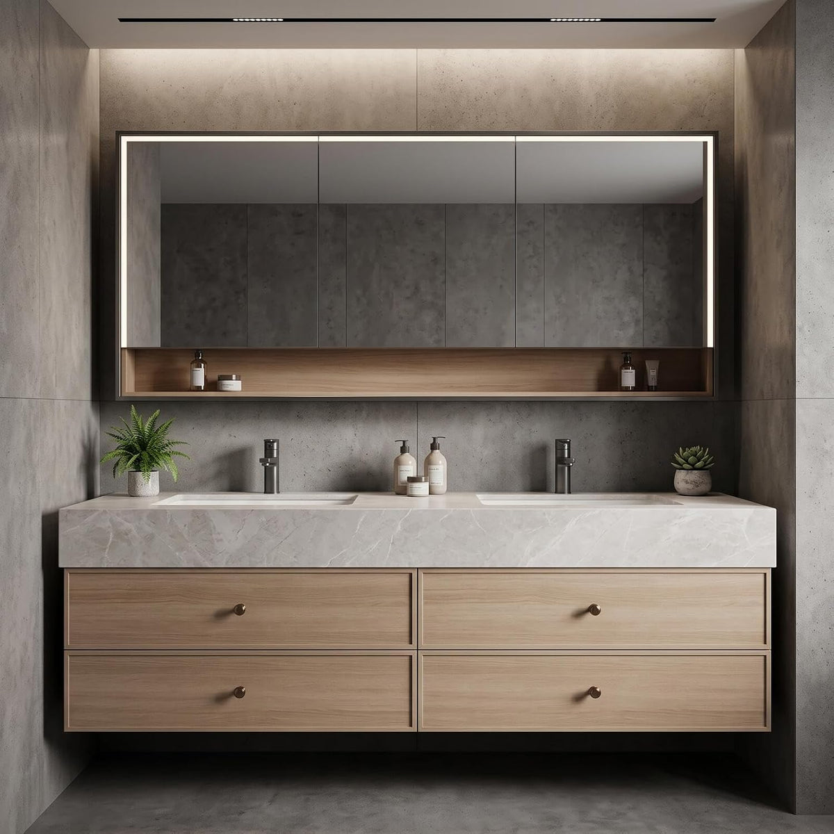 52''-110'' Retro Bathroom Vanity Sinks Set Includes 4 Spacious Wood-tone Drawers