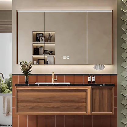 40” - 76” Unique Bathroom Vanity with Sink Includes Embossed Wood Grain Cabinets