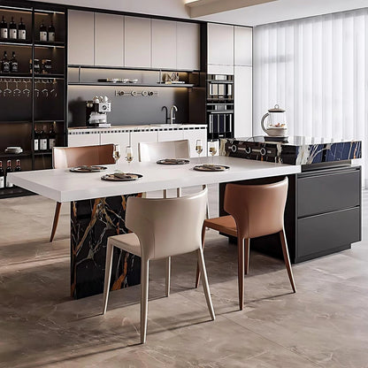 85” - 101” Unique Exquisite Kitchen Island with Scalable Desktop & Flexible Socket (No Chair)