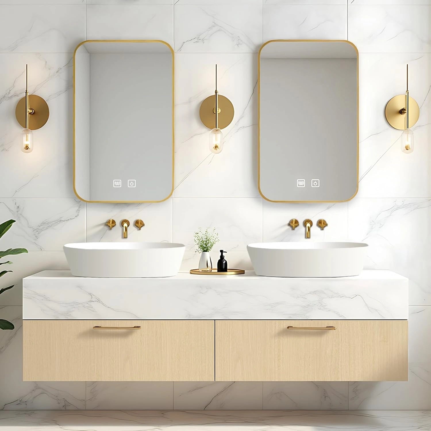 60” - 84” Elegant Exquisite Bathroom Vanity Includes Beige Symmetrical Cabinets