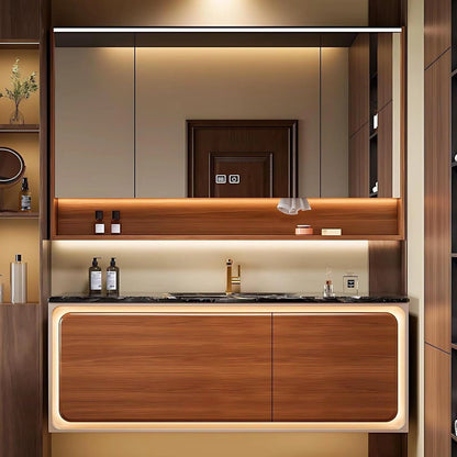 40" - 64" New Chinese Bathroom Vanity Includes Brown Solid Wood Cabinet
