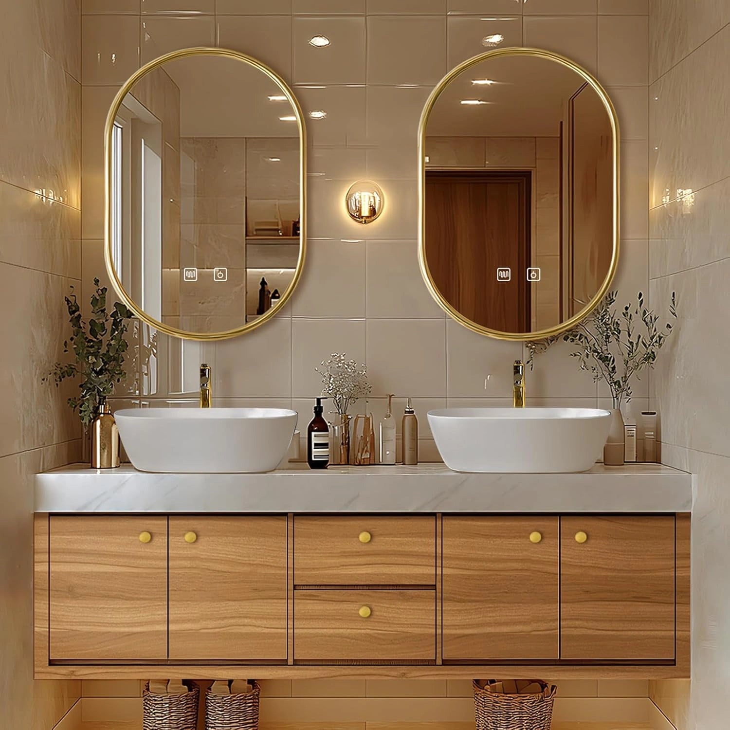 68” - 88” Retro Log Bathroom Vanities Include Above Counter Sink & Irregular Mirror