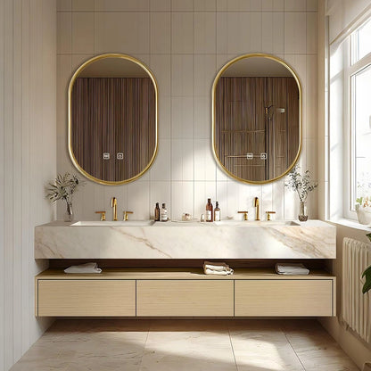 60” - 96” Modern Log Bathroom Vanity with Open Storage Rack