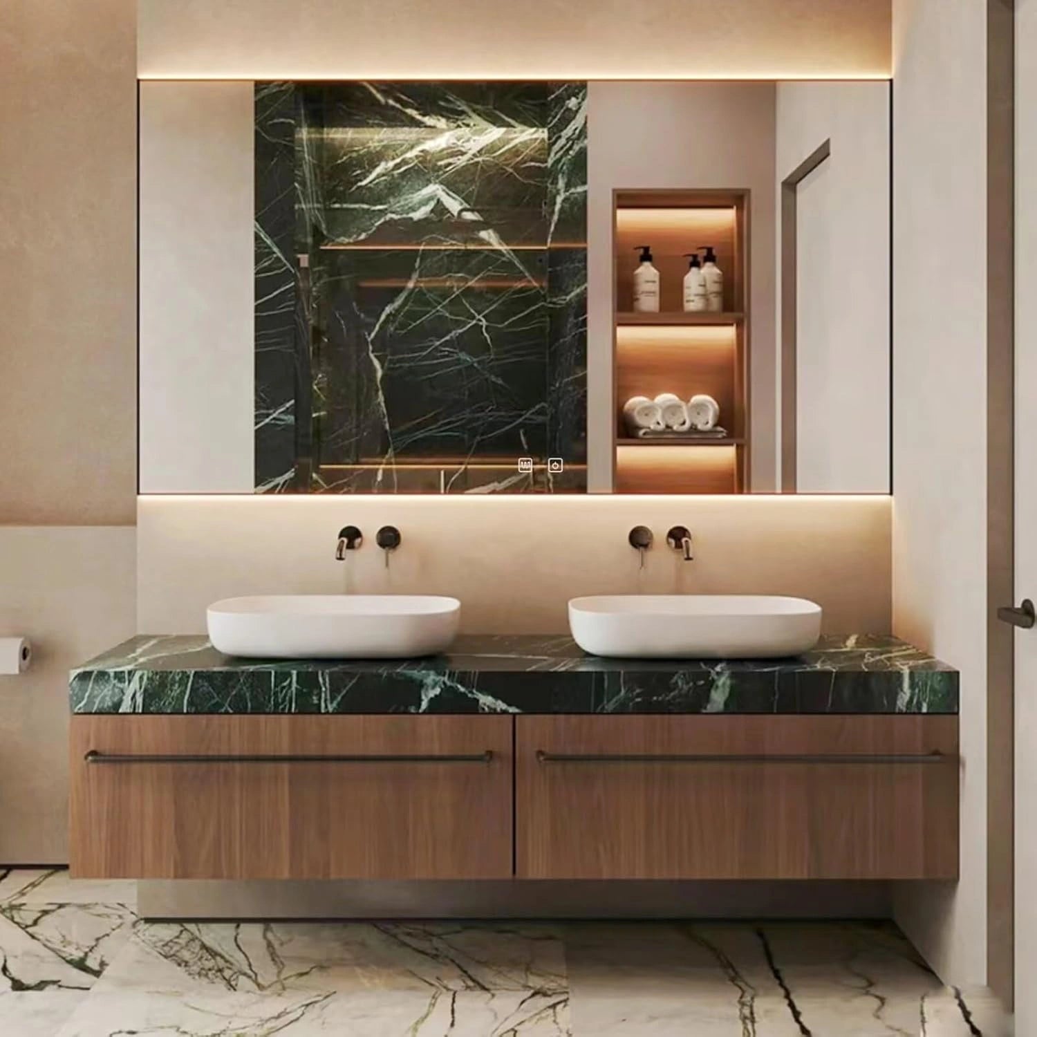 60” - 78” Luxury Textured Bathroom Vanity with Above Counter Basin & Drawers