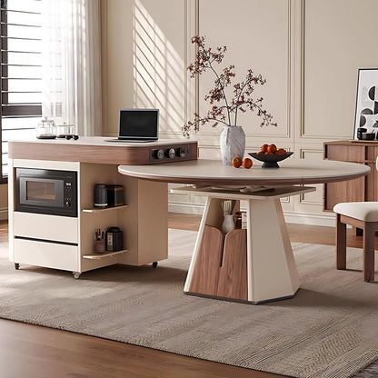 81” - 87” Spacious Natural Kitchen Island Includes Multi-Shape Tabletop (No Chair)