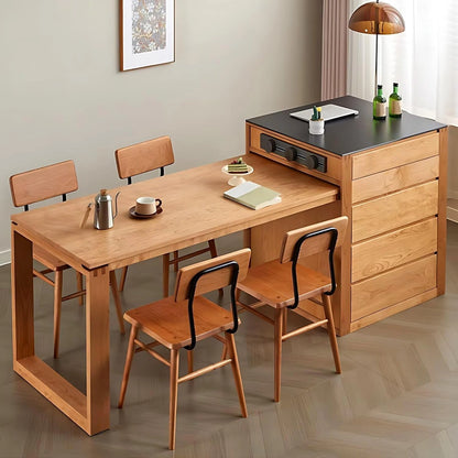 52” - 76” Rustic Log Kitchen Island Includes Slide Rail Socket & Drawers (No Chair)