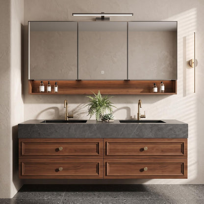 52‘’-110‘’ Double Sinks Bathroom Vanity Includes Carved Frame Design