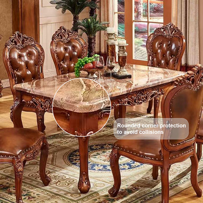 51''-71'' Modern Dining Table with Textured Marble Countertop(No Chairs)