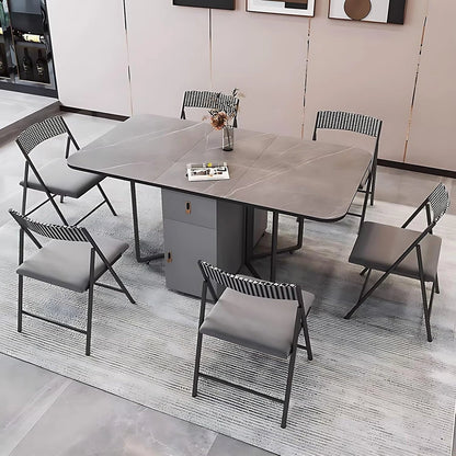 55” - 93” Grey Modern Kitchen Island with Wheels&Spacious Storage (4 Chairs)