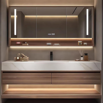 52'' Modern Bathroom Vanity Sinks Set with LED Defog Mirror