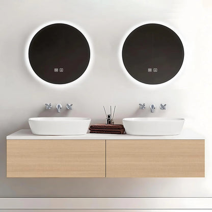 60” - 78” Art Simple Bathroom Vanity with Hidden Handle & Round Mirror
