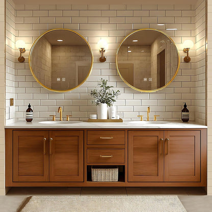 68” - 92” Exquisite Bathroom Vanity Includes Solid Wood Cabinet & Round Mirror