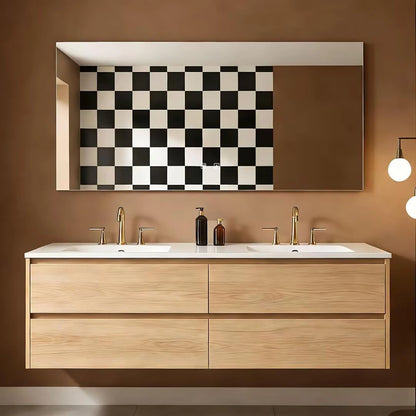 60” - 84” Cozy Log Bathroom Vanity with Seamless Ceramic Basin