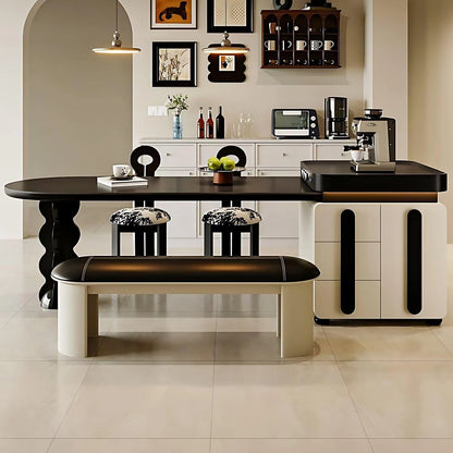 67” - 83” French Vintage Kitchen Island Includes Modular Socket for 2-6 Person (No Chair)