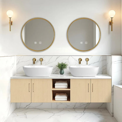 60” - 84” Simple Log Bathroom Vanity with Above Counter Sinks & White Countertop