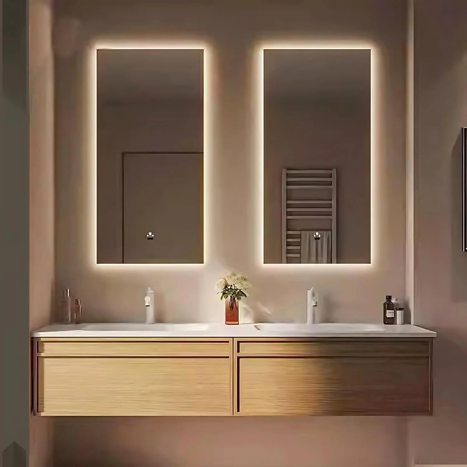 60” - 78” Minimalist Cozy Bathroom Vanity with Hidden Handle Design & Integrated Sink
