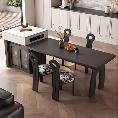 66” – 82” Black Luxury Kitchen Island Includes Unique Base Design