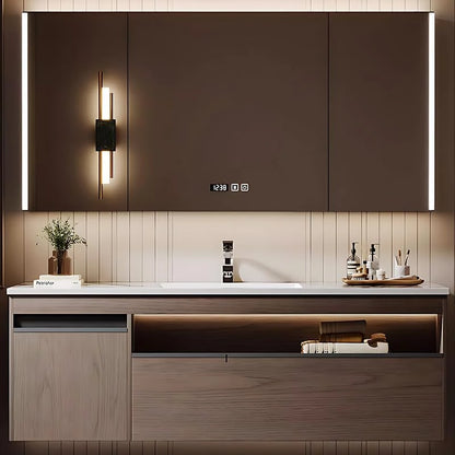 40” - 64” Unique Simple Bathroom Vanity with Semi-Hollow Storage Rack