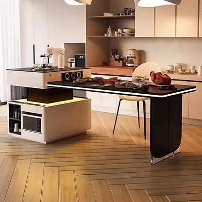 83” – 98” Modern Practical Kitchen Island Includes Mobile Guide Socket & Ambient Light (No Chair)