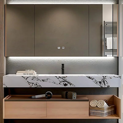 48” - 64” Unique Bathroom Vanity with Black and White Textured Slate Countertop