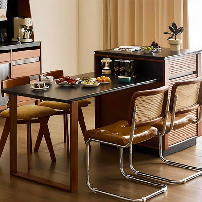 67” Elegant Cozy Kitchen Island Includes Stripe Cabinet & Embedded Socket (No Chair)