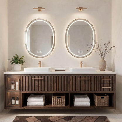 96‘’ Modern Bathroom Vanity With Sink Includes Vertical Slatted Doors